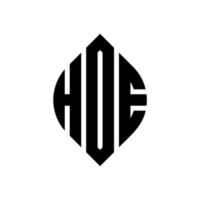 hde cirkel letter logo-ontwerp met cirkel en ellipsvorm. hde ellipsletters met typografische stijl. de drie initialen vormen een cirkellogo. hde cirkel embleem abstracte monogram brief mark vector. vector