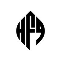 hfq cirkel letter logo ontwerp met cirkel en ellipsvorm. hfq ellipsletters met typografische stijl. de drie initialen vormen een cirkellogo. hfq cirkel embleem abstracte monogram brief mark vector. vector