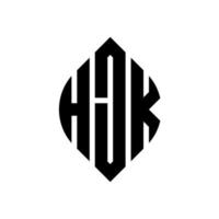 hjk cirkel letter logo ontwerp met cirkel en ellipsvorm. hjk ellipsletters met typografische stijl. de drie initialen vormen een cirkellogo. hjk cirkel embleem abstracte monogram brief mark vector. vector