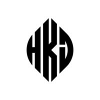 hkj cirkel letter logo ontwerp met cirkel en ellipsvorm. hkj ellipsletters met typografische stijl. de drie initialen vormen een cirkellogo. hkj cirkel embleem abstracte monogram brief mark vector. vector