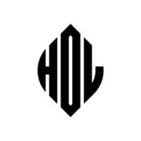 hol cirkel letter logo ontwerp met cirkel en ellipsvorm. hol ellipsletters met typografische stijl. de drie initialen vormen een cirkellogo. hol cirkel embleem abstracte monogram brief mark vector. vector