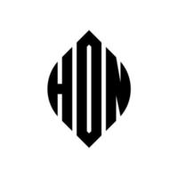 hon cirkel letter logo ontwerp met cirkel en ellipsvorm. hon ellipsletters met typografische stijl. de drie initialen vormen een cirkellogo. hon cirkel embleem abstracte monogram brief mark vector. vector