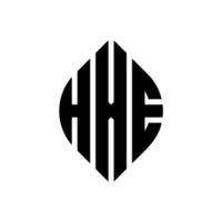 hxe cirkel letter logo-ontwerp met cirkel en ellipsvorm. hxe ellipsletters met typografische stijl. de drie initialen vormen een cirkellogo. hxe cirkel embleem abstracte monogram brief mark vector. vector