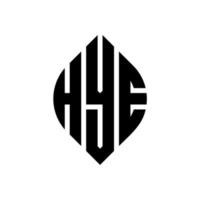 hye cirkel letter logo ontwerp met cirkel en ellipsvorm. hye-ellipsletters met typografische stijl. de drie initialen vormen een cirkellogo. hye cirkel embleem abstracte monogram brief mark vector. vector