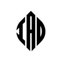 iao cirkel letter logo ontwerp met cirkel en ellipsvorm. iao ellipsletters met typografische stijl. de drie initialen vormen een cirkellogo. iao cirkel embleem abstracte monogram brief mark vector. vector