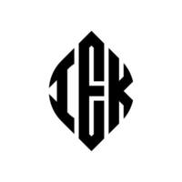 iek cirkel letter logo ontwerp met cirkel en ellipsvorm. iek ellipsletters met typografische stijl. de drie initialen vormen een cirkellogo. iek cirkel embleem abstracte monogram brief mark vector. vector