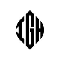 igh cirkel letter logo ontwerp met cirkel en ellipsvorm. hoge ellipsletters met typografische stijl. de drie initialen vormen een cirkellogo. igh cirkel embleem abstracte monogram brief mark vector. vector