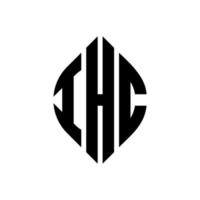 ihc cirkel letter logo-ontwerp met cirkel en ellipsvorm. ihc ellipsletters met typografische stijl. de drie initialen vormen een cirkellogo. ihc cirkel embleem abstracte monogram brief mark vector. vector