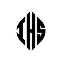 ihs cirkel letter logo-ontwerp met cirkel en ellipsvorm. ihs ellipsletters met typografische stijl. de drie initialen vormen een cirkellogo. ihs cirkel embleem abstracte monogram brief mark vector. vector