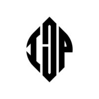 ijp cirkel letter logo-ontwerp met cirkel en ellipsvorm. ijp ellipsletters met typografische stijl. de drie initialen vormen een cirkellogo. ijp cirkel embleem abstracte monogram brief mark vector. vector