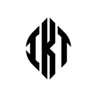 ikt cirkel letter logo ontwerp met cirkel en ellipsvorm. ikt ellipsletters met typografische stijl. de drie initialen vormen een cirkellogo. ikt cirkel embleem abstracte monogram brief mark vector. vector