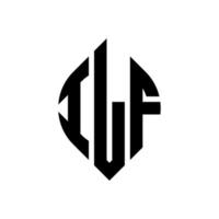 ilf cirkel letter logo ontwerp met cirkel en ellipsvorm. ilf ellipsletters met typografische stijl. de drie initialen vormen een cirkellogo. ilf cirkel embleem abstracte monogram brief mark vector. vector