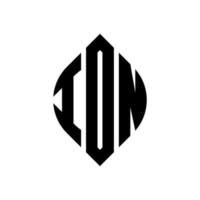 ion cirkel letter logo ontwerp met cirkel en ellipsvorm. ion ellips letters met typografische stijl. de drie initialen vormen een cirkellogo. ion cirkel embleem abstracte monogram brief mark vector. vector