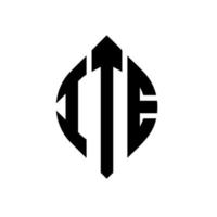 ite cirkel letter logo ontwerp met cirkel en ellipsvorm. ite ellipsletters met typografische stijl. de drie initialen vormen een cirkellogo. ite cirkel embleem abstracte monogram brief mark vector. vector