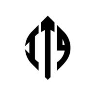 itq cirkel letter logo ontwerp met cirkel en ellipsvorm. itq ellipsletters met typografische stijl. de drie initialen vormen een cirkellogo. itq cirkel embleem abstracte monogram brief mark vector. vector
