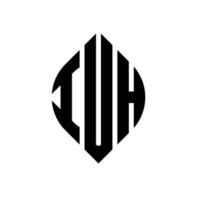 iuh cirkel letter logo-ontwerp met cirkel en ellipsvorm. iuh ellipsletters met typografische stijl. de drie initialen vormen een cirkellogo. iuh cirkel embleem abstracte monogram brief mark vector. vector