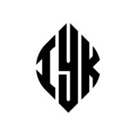 iyk cirkel letter logo ontwerp met cirkel en ellipsvorm. iyk ellipsletters met typografische stijl. de drie initialen vormen een cirkellogo. iyk cirkel embleem abstracte monogram brief mark vector. vector