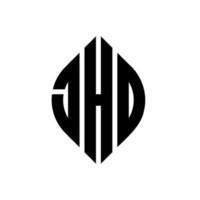 jhd cirkel letter logo ontwerp met cirkel en ellipsvorm. jhd ellipsletters met typografische stijl. de drie initialen vormen een cirkellogo. jhd cirkel embleem abstracte monogram brief mark vector. vector