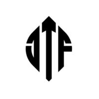 jtf cirkel letter logo ontwerp met cirkel en ellipsvorm. jtf ellipsletters met typografische stijl. de drie initialen vormen een cirkellogo. jtf cirkel embleem abstracte monogram brief mark vector. vector