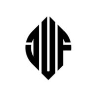 juf cirkel letter logo ontwerp met cirkel en ellipsvorm. juf ellipsletters met typografische stijl. de drie initialen vormen een cirkellogo. juf cirkel embleem abstracte monogram brief mark vector. vector