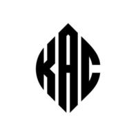 kac cirkel letter logo-ontwerp met cirkel en ellipsvorm. kac ellipsletters met typografische stijl. de drie initialen vormen een cirkellogo. kac cirkel embleem abstracte monogram brief mark vector. vector