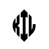 kil cirkel letter logo ontwerp met cirkel en ellipsvorm. kil ellipsletters met typografische stijl. de drie initialen vormen een cirkellogo. kil cirkel embleem abstracte monogram brief mark vector. vector