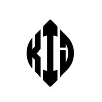 kij cirkel letter logo ontwerp met cirkel en ellipsvorm. kij ellipsletters met typografische stijl. de drie initialen vormen een cirkellogo. kij cirkel embleem abstracte monogram brief mark vector. vector