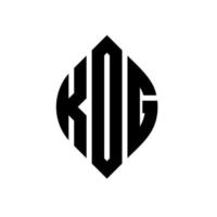 kog cirkel letter logo ontwerp met cirkel en ellipsvorm. kog ellips letters met typografische stijl. de drie initialen vormen een cirkellogo. kog cirkel embleem abstracte monogram brief mark vector. vector