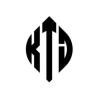 ktj cirkel letter logo-ontwerp met cirkel en ellipsvorm. ktj ellipsletters met typografische stijl. de drie initialen vormen een cirkellogo. ktj cirkel embleem abstracte monogram brief mark vector. vector