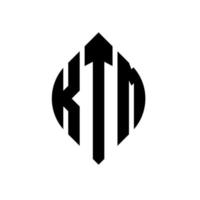 ktm cirkel letter logo-ontwerp met cirkel en ellipsvorm. ktm ellipsletters met typografische stijl. de drie initialen vormen een cirkellogo. ktm cirkel embleem abstracte monogram brief mark vector. vector