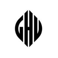 lhu cirkel letter logo ontwerp met cirkel en ellipsvorm. lhu ellipsletters met typografische stijl. de drie initialen vormen een cirkellogo. lhu cirkel embleem abstracte monogram brief mark vector. vector