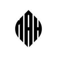 mah cirkel letter logo ontwerp met cirkel en ellipsvorm. mah ellipsletters met typografische stijl. de drie initialen vormen een cirkellogo. mah cirkel embleem abstracte monogram brief mark vector. vector