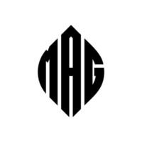 mag cirkel letter logo ontwerp met cirkel en ellipsvorm. mag ellipsletters met typografische stijl. de drie initialen vormen een cirkellogo. mag cirkel embleem abstracte monogram brief mark vector. vector