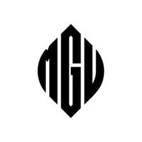 mgu cirkel letter logo ontwerp met cirkel en ellipsvorm. mgu ellipsletters met typografische stijl. de drie initialen vormen een cirkellogo. mgu cirkel embleem abstracte monogram brief mark vector. vector