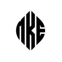 mke cirkel letter logo-ontwerp met cirkel en ellipsvorm. mke ellipsletters met typografische stijl. de drie initialen vormen een cirkellogo. mke cirkel embleem abstracte monogram brief mark vector. vector