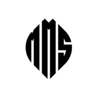 mms cirkel letter logo-ontwerp met cirkel en ellipsvorm. mms ellipsletters met typografische stijl. de drie initialen vormen een cirkellogo. mms cirkel embleem abstracte monogram brief mark vector. vector