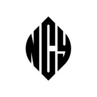 ncy cirkel letter logo ontwerp met cirkel en ellipsvorm. ncy ellipsletters met typografische stijl. de drie initialen vormen een cirkellogo. ncy cirkel embleem abstracte monogram brief mark vector. vector