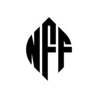 NFF cirkel letter logo-ontwerp met cirkel en ellipsvorm. nff ellipsletters met typografische stijl. de drie initialen vormen een cirkellogo. NFF cirkel embleem abstracte monogram brief mark vector. vector