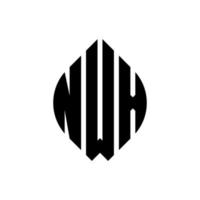 nwx cirkel letter logo-ontwerp met cirkel en ellipsvorm. nwx ellipsletters met typografische stijl. de drie initialen vormen een cirkellogo. nwx cirkel embleem abstracte monogram brief mark vector. vector