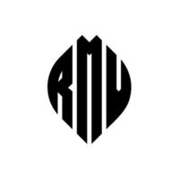 rmv cirkel letter logo ontwerp met cirkel en ellipsvorm. rmv ellipsletters met typografische stijl. de drie initialen vormen een cirkellogo. rmv cirkel embleem abstracte monogram brief mark vector. vector