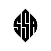 ssa cirkel letter logo ontwerp met cirkel en ellipsvorm. ssa ellipsletters met typografische stijl. de drie initialen vormen een cirkellogo. ssa cirkel embleem abstracte monogram brief mark vector. vector