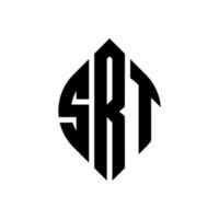 srt cirkel letter logo-ontwerp met cirkel en ellipsvorm. srt ellipsletters met typografische stijl. de drie initialen vormen een cirkellogo. srt cirkel embleem abstracte monogram brief mark vector. vector