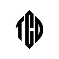 tcd cirkel letter logo ontwerp met cirkel en ellipsvorm. tcd ellipsletters met typografische stijl. de drie initialen vormen een cirkellogo. tcd cirkel embleem abstracte monogram brief mark vector. vector