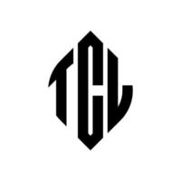 tcl cirkel letter logo-ontwerp met cirkel en ellipsvorm. tcl ellipsletters met typografische stijl. de drie initialen vormen een cirkellogo. tcl cirkel embleem abstracte monogram brief mark vector. vector