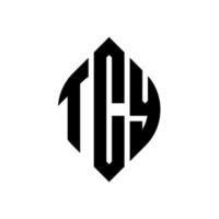 tcy cirkel letter logo ontwerp met cirkel en ellipsvorm. tcy ellipsletters met typografische stijl. de drie initialen vormen een cirkellogo. tcy cirkel embleem abstracte monogram brief mark vector. vector