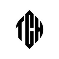 tcx cirkel letter logo-ontwerp met cirkel en ellipsvorm. tcx ellipsletters met typografische stijl. de drie initialen vormen een cirkellogo. tcx cirkel embleem abstracte monogram brief mark vector. vector