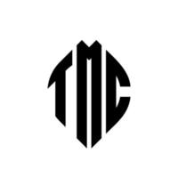 tmc cirkel letter logo ontwerp met cirkel en ellipsvorm. tmc ellipsletters met typografische stijl. de drie initialen vormen een cirkellogo. tmc cirkel embleem abstracte monogram brief mark vector. vector