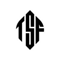 tsf cirkel letter logo ontwerp met cirkel en ellipsvorm. tsf ellipsletters met typografische stijl. de drie initialen vormen een cirkellogo. tsf cirkel embleem abstracte monogram brief mark vector. vector