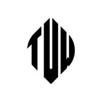 tvw cirkel letter logo ontwerp met cirkel en ellipsvorm. tvw ellipsletters met typografische stijl. de drie initialen vormen een cirkellogo. tvw cirkel embleem abstracte monogram brief mark vector. vector