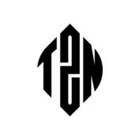 tzn cirkel letter logo ontwerp met cirkel en ellipsvorm. tzn ellipsletters met typografische stijl. de drie initialen vormen een cirkellogo. tzn cirkel embleem abstracte monogram brief mark vector. vector